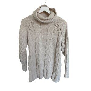 Moon & Madison Ivory Cowl Neck Cable-Knit Sweater